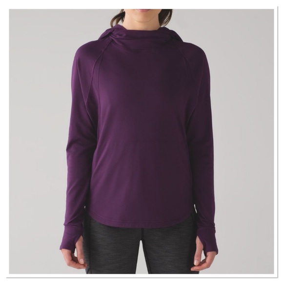 Lululemon Pick Up The Pace Long Sleeve Darkest Magenta Hooded Top W3ADFS Size 2 - Picture 1 of 9